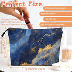 Cosmetic Bags Travel Makeup Toilet Case Waterproof Pouch for Women Girls 6.7X9.45inches - Blue And Gold Marble
