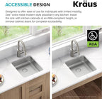 KRAUS Dex 17-inch Undermount 16 Gauge Stainless Steel Single Bowl ADA Kitchen - Image 5
