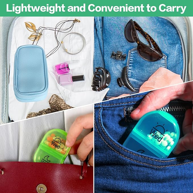 Serfeymi Weekly Travel Pill Organizer 2 Times A Day AM PM Upgraded Rainbow Pill - Image 6