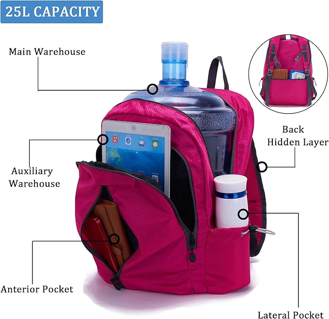 YZAOLL 25L Lightweight Packable Hiking Backpack Waterproof Hiking Daypack - Image 3