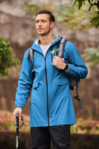 COOFANDY Men's Long Raincoat Ligtweight Rain Jacket Waterproof Outdoor Jackets - Image 2