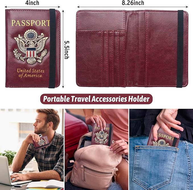 Passport Holder for Travel Women Men, Passport Wallet RFID Blocking US Passport - Image 3