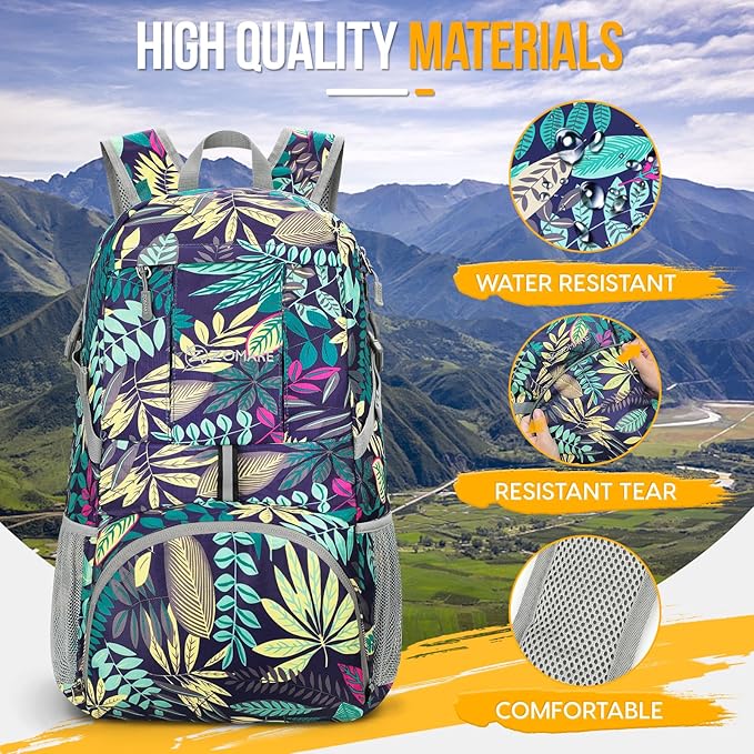 ZOMAKE Lightweight Packable Backpack 35L, Light Foldable Backpacks Water - Image 4