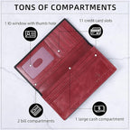 VISOUL Mens Leather Long Checkbook Bifold Wallets - Image 2