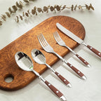 20-Piece Silverware Set for 4, High-end Everyday Flatware Set, Wood Grain Color - Image 5