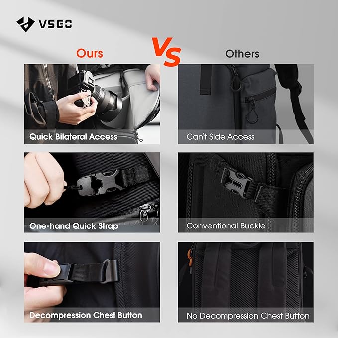 VSGO Black Snipe Camera Backpack 16L – Lightweight 1.1kg Professional DSLR/SLR - Image 2