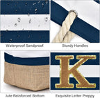 Becokan Beach Bag Initial Beach Tote - Image 2