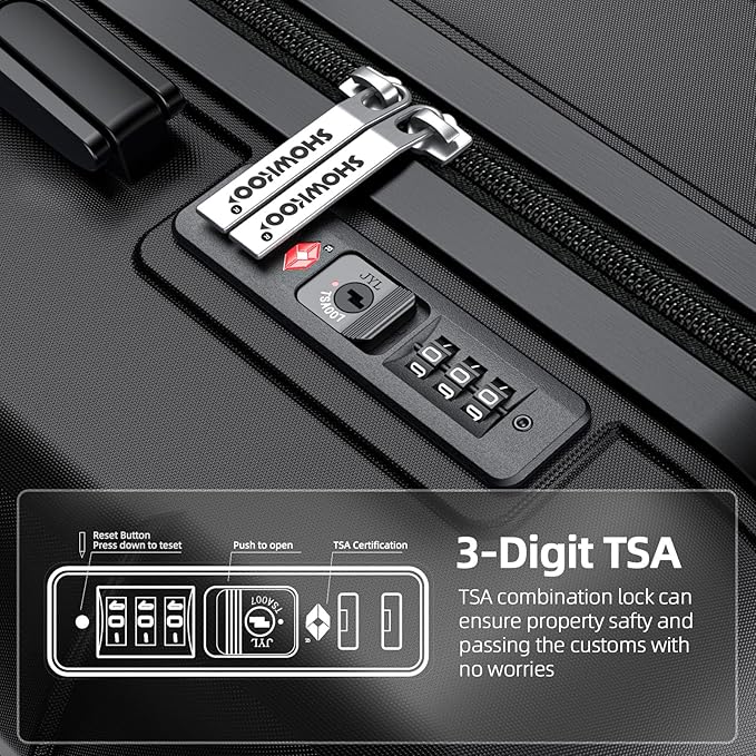 SHOWKOO Luggage Sets Expandable PC+ABS Durable Suitcase Double Wheels TSA Lock - Image 5