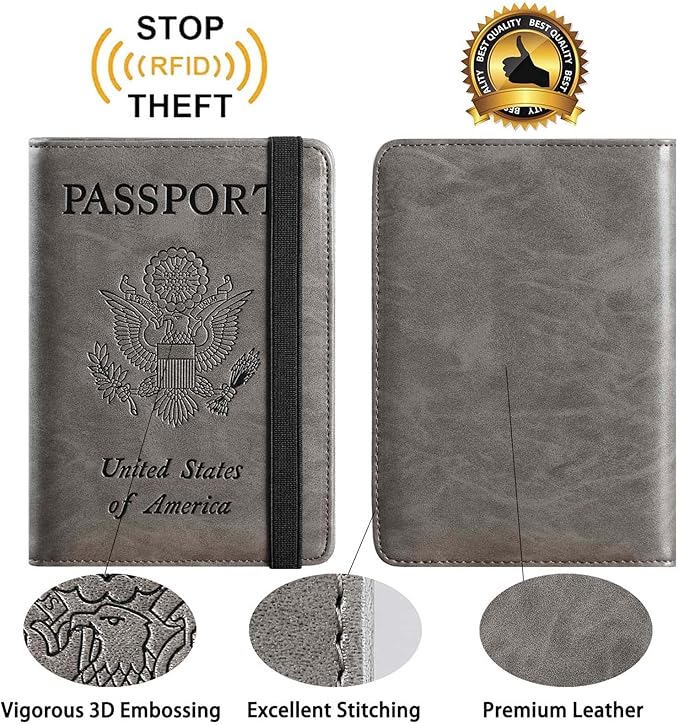 Passport Holder With Luggage Tag Travel Essentials Passport Cover Wallet RFID - Image 5