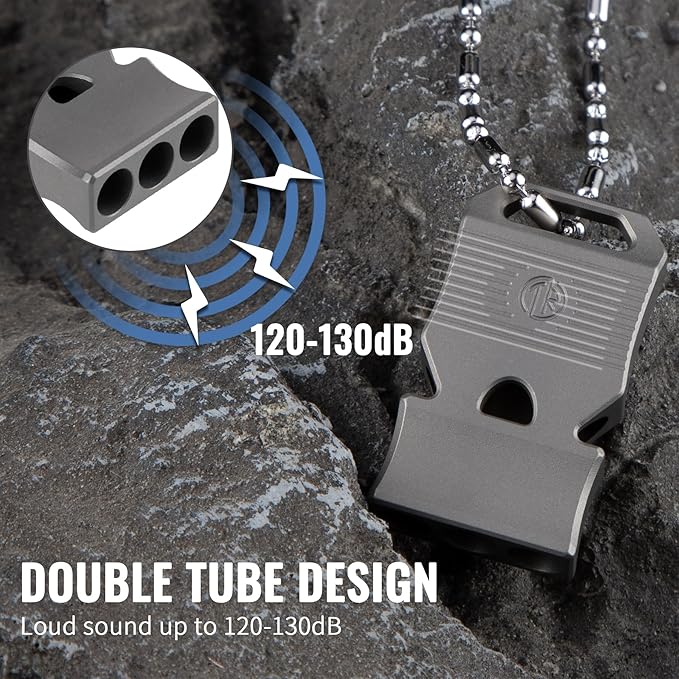 TACRAY Titanium Emergency Survival Whistle, Portable Necklace Whistle, Loud - Image 3