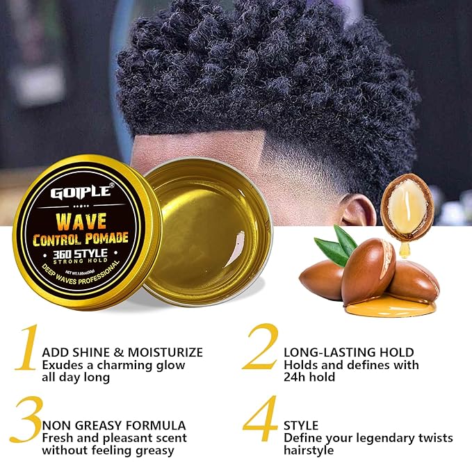 Wave Pomade Hair Twist Sponge Brush Twist Styler for Black Men, Washable Afro Curl Sponge Racket for Barbers & Daily Use, Ideal for Curly, Rubber Large Tooth Brush Hair Pomade Styling Set