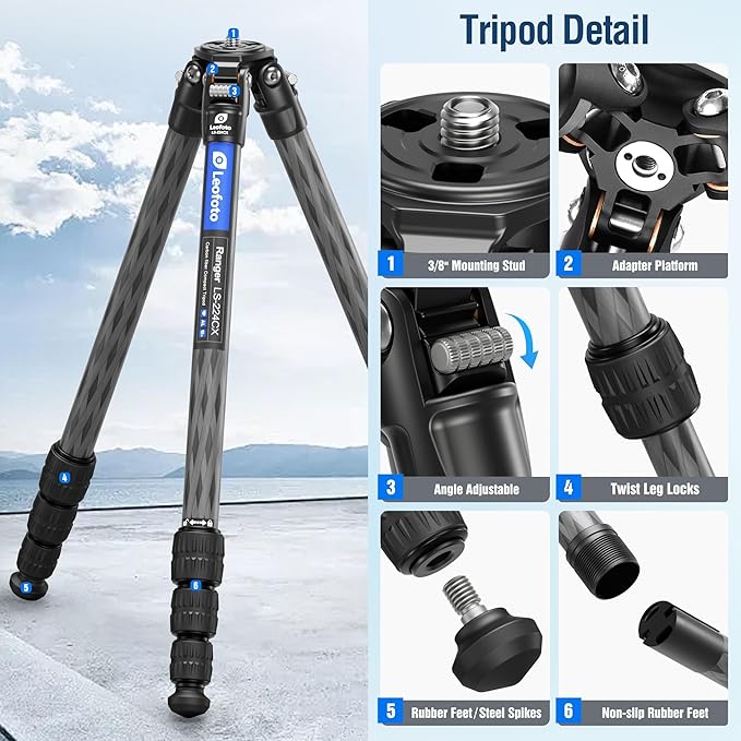 42.2" Carbon Fiber Travel Tripod - Image 6
