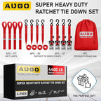 AUGO Heavy Duty Ratchet Straps & Soft Loops – Pack of 4 Extra Strong 1.5” by - Image 4