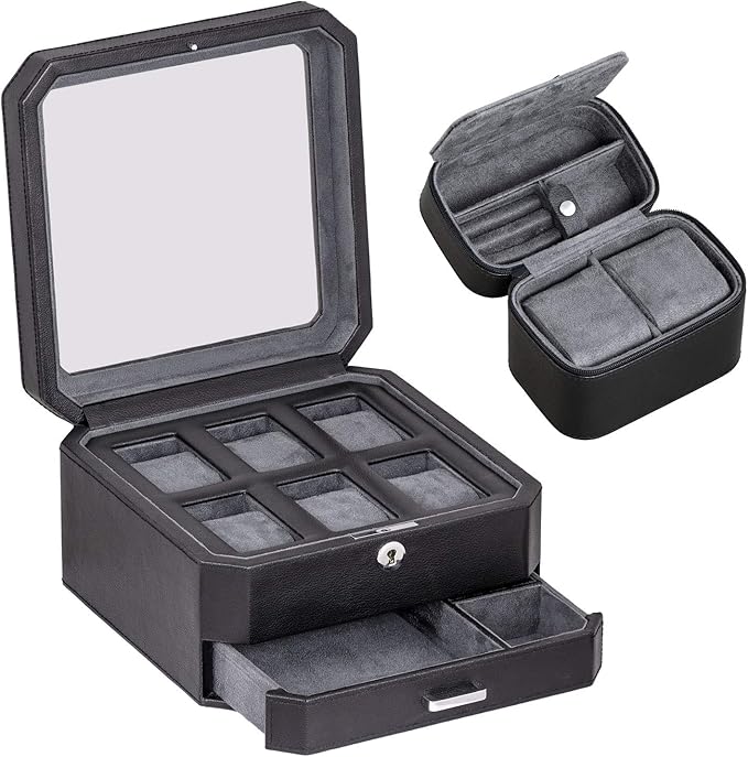 ROTHWELL Gift Box with 6 Slots Leather Watch Box and 2 Watches Travel Case by RothwellSanFrancisco