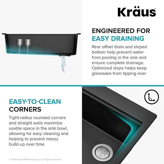 KRAUS Bellucci Workstation 33" Single Bowl Granite Kitchen Sink in Metallic - Image 10
