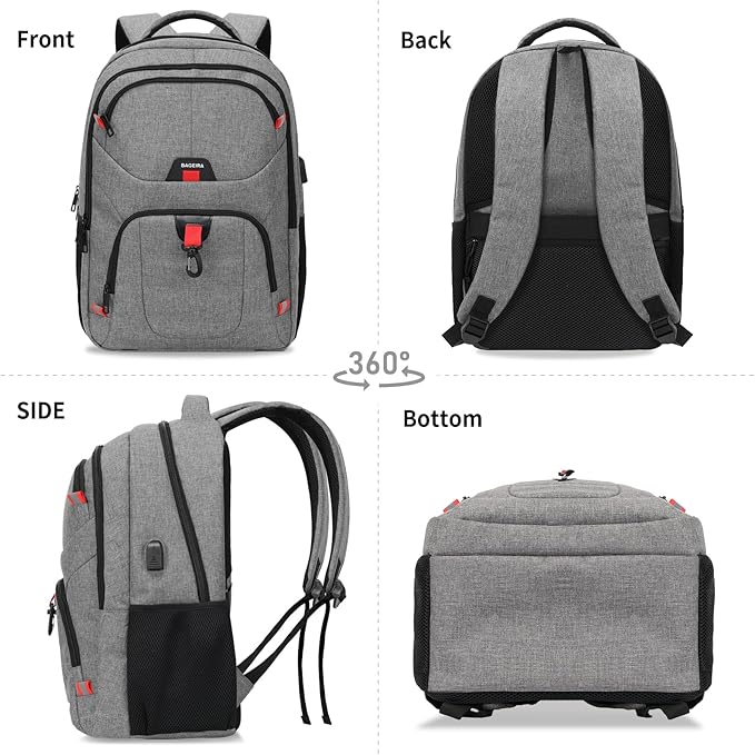 Grey Backpack for Men Women, School Backpack for Boys Girls Teens, Backpacks - Image 7
