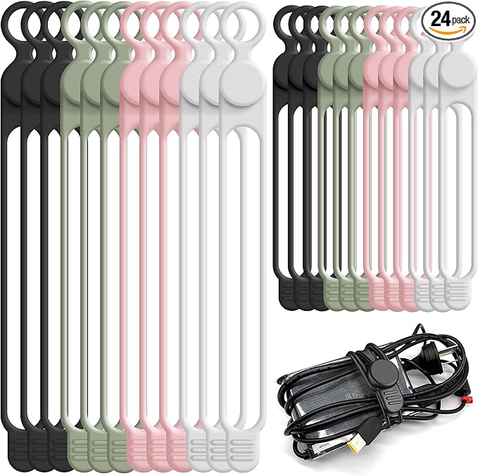 Nearockle Silicone Cable Ties Cord Organizer by ELECTRONICSORGANIZATION