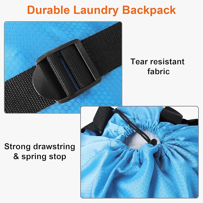 Femuar Laundry Bag Backpack Durable Laundry Bag - Image 3