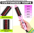 Trademark Beauty Infrared Ionic Thermal Styling Brush Hot Rod - Hair Brush with Round 1.5 Inch Barrel - Frizz Control & Shine - Volumizing Hot Brush for Straight or Curly Hair - Pink
