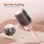 AIMIKE Round Brush for Blow out, Rose Luxe Round Hair Brush Ionic & Nano Thermal Ceramic Tech, for Blow Drying & Styling Volumizing Long Hair, with 4 Clips (Barrel 2.1", Bristle 3")