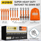 AUGO Heavy Duty Ratchet Straps & Soft Loops – Pack of 4 Extra Strong 1.5” by - Image 4