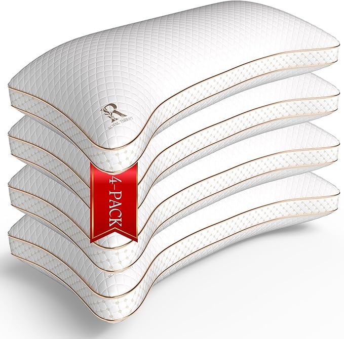 Royal Therapy 4-Pack Adjustable Queen Pillows, Shredded Memory Foam Pillows by ROYALTHERAPY