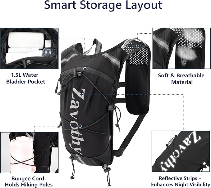 Zavothy Hydration Running Vest for Men & Women – Lightweight 1.5L Hydration Pack - Image 2