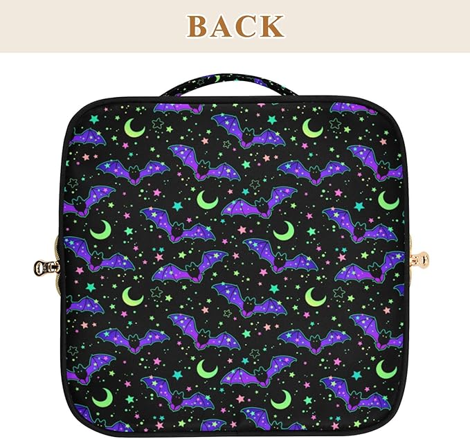 Makeup Organizer Bag, Magic Galaxy Bat Travel Makeup Bags Makeup Vanity Case Large Capacity Rhombus Cosmetic Toiletry Bag for Girl Women Ladies