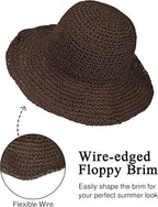 Womens Wide Brim Straw Sun Hat Foldable Floppy Crochet Beach Hat - Image 4