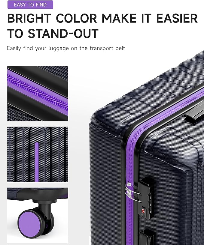Luggage Sets 3 Piece, Carry On and Checked Hardside Lightweight Suitcase - Image 2