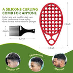 KOUPA Silicone Curly Hair Brush with Pick Comb, One Piece Twist Curl Comb for Afro Curls, Washable Hair Tool for Men Women, Red