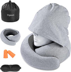 Travel Pillow - Hooded Neck Pillow Airplane Memory Foam Filling by Vzpeun
