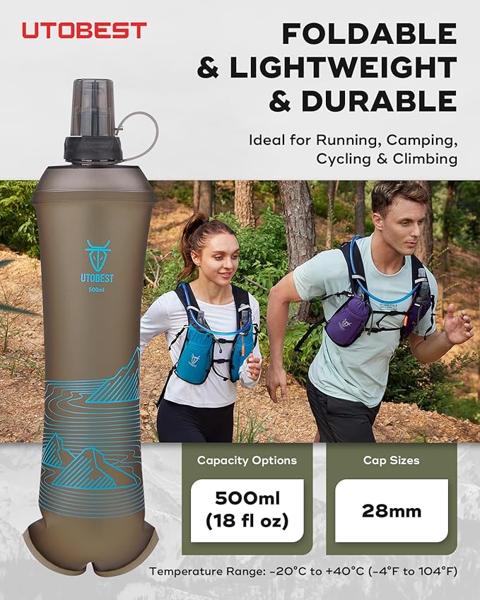 UTOBEST 500ml Soft Flask, 2 Pack Flexible TPU Hydration Water Bottle, - Image 7