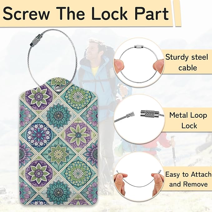 Vintage Mandala Floral Luggage Tag - Image 2