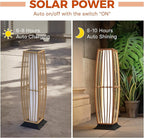 Grand patio Outdoor Floor Lamp Solar Powered Lantern Waterproof Wicker Boho - Image 3
