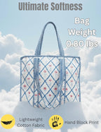 Cotton Quilted Tote Bag for Women – Large Beach & Travel Tote - Image 3