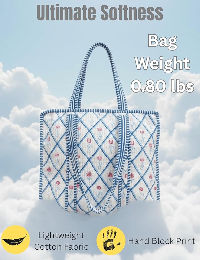 Cotton Quilted Tote Bag for Women – Large Beach & Travel Tote - Image 3