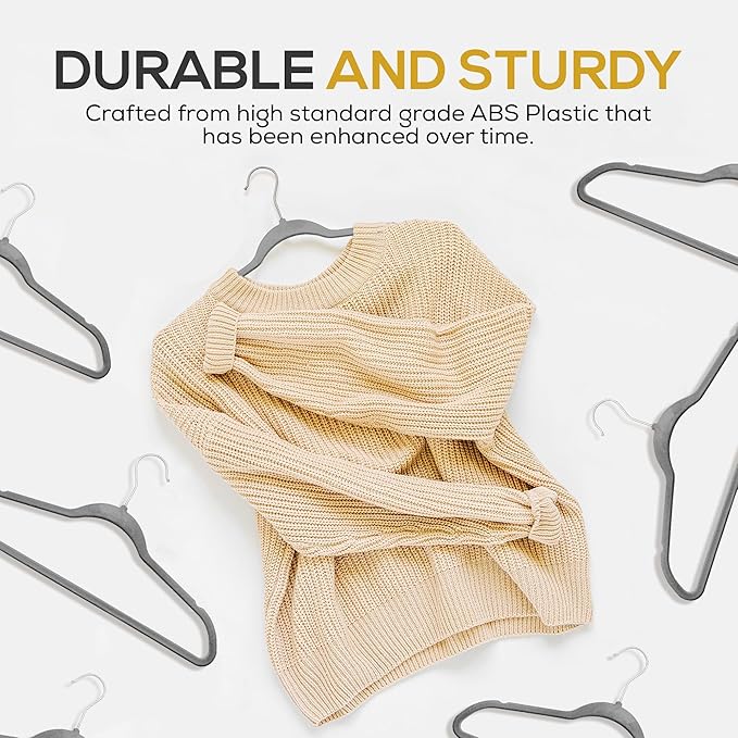 Premium Velvet Hangers 50 Pack Ultra Thin Non Slip Adult Felt Space Saving Slim - Image 3