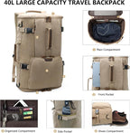 G-FAVOR 40L Travel Backpack, Vintage Canvas Rucksack Convertible Duffel Bag - Image 3
