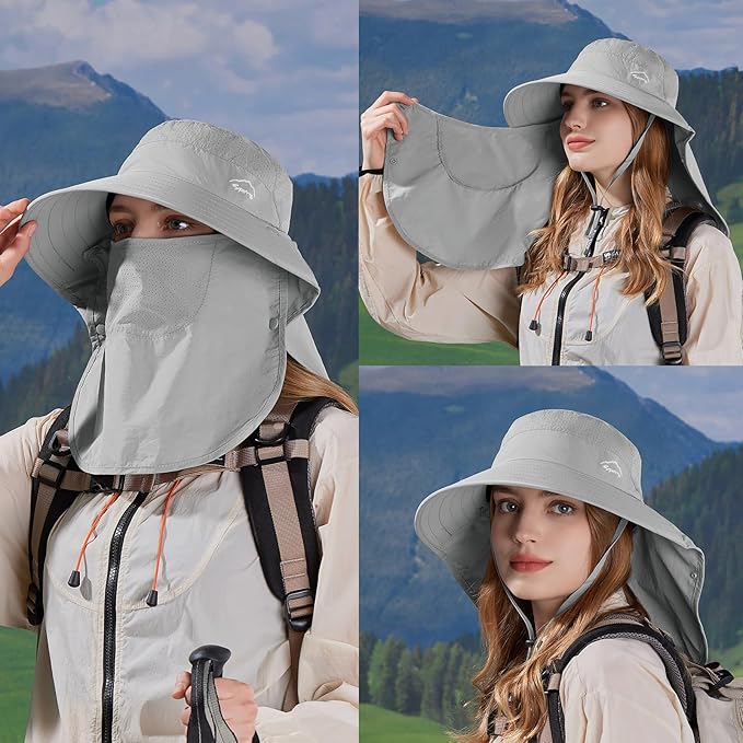 Sun Hat for Men Women with Neck Flap, UPF 50+ UV Protective Hiking Fishing Hats - Image 3
