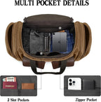 Canvas Duffle Bag for Men 60L Travel Duffel Bags Expandable Genuine Leather - Image 4