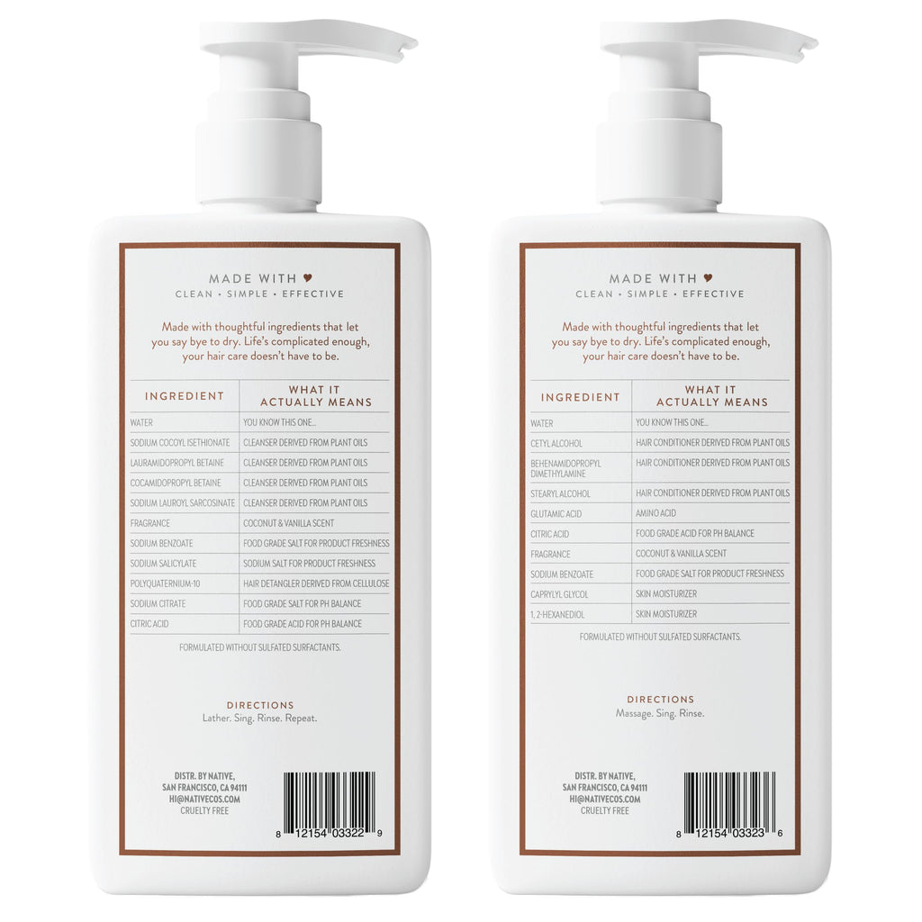 Coconut & Vanilla Shampoo and Conditioner Contain Naturally Derived Ingredients (16.5 Fl Oz (Pack of 2))
