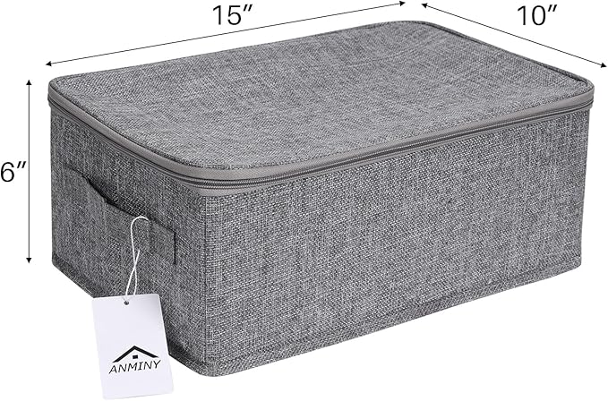 ANMINY Storage Bins with Zipper Lids 13 Qt Lidded Fabric Storage Boxes Baskets - Image 3