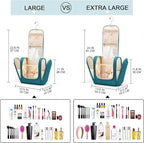 Hanging Travel Toiletry Bag for Women and Men, 6 Organizer Compartments, Large Toiletries essentials, Bathroom Cosmetic Accessories, Water-resistant Makeup Bag, Holds Full-Size Shampoo, Blue