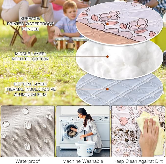 Boho Picnic Mat, Washable Foldable Portable Blanket - Image 5