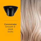 Conair Hair Dryer Style & Shine Natural Crystal Collection, 1875W Hairdryer, 3 Heat Settings, 2 Speeds, Blow Dryer with Concentrator Attachment, Ionic & Hematite-Infused Ceramic Technology, Black