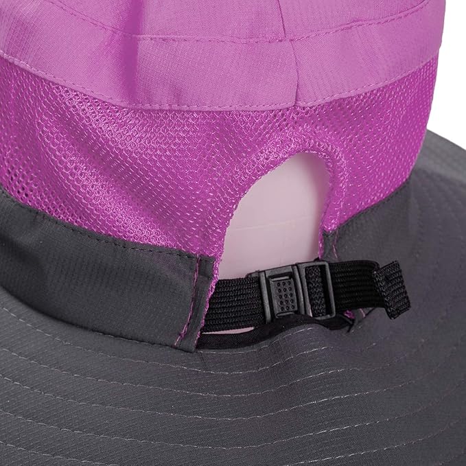 Rosoz Ponytail Sun Bucket Hats for Women UV Protection Foldable Mesh Wide Brim - Image 4