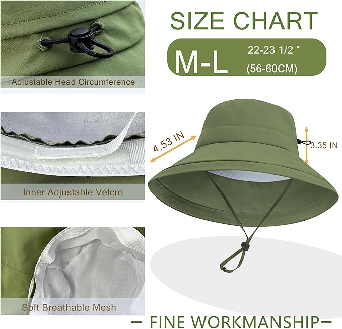 Sun Hats for Women Men UV Protection Wide Brim Bucket Hat - Image 5