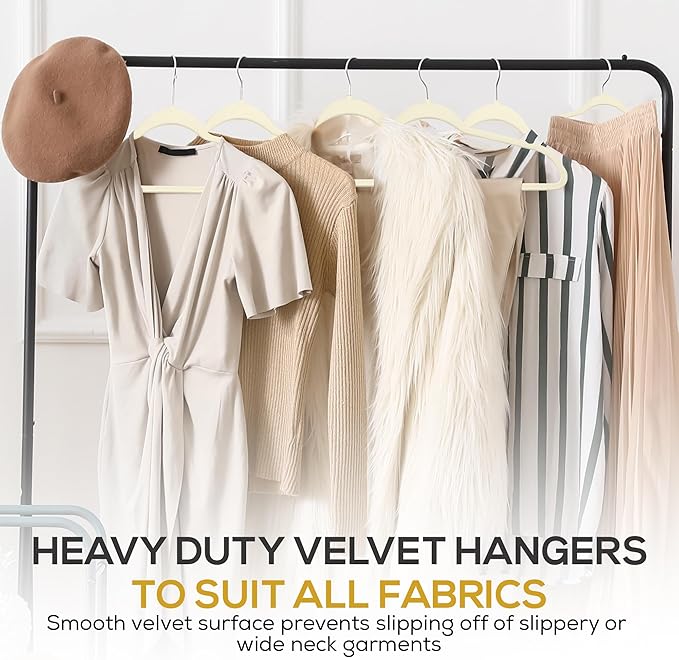 Premium Ivory Velvet Hangers 30 Pack – Space Saving Felt Hanger, Non Slip - Image 8