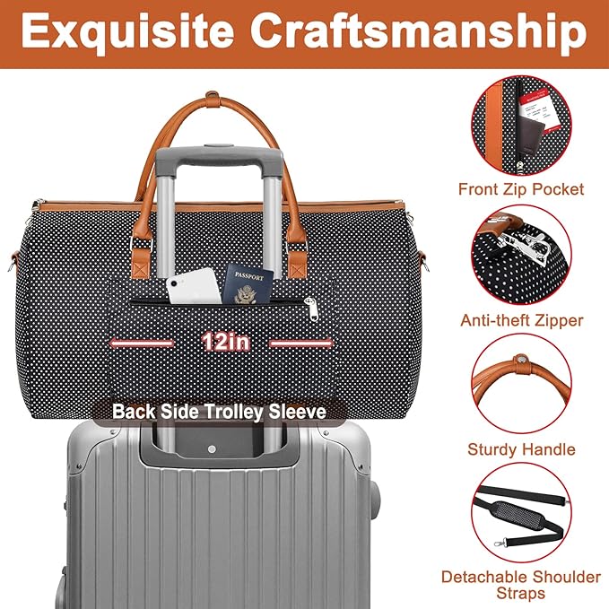 Garment Bag for Travel Convertible Carry On Garment Bag Large Travel Duffel - Image 3